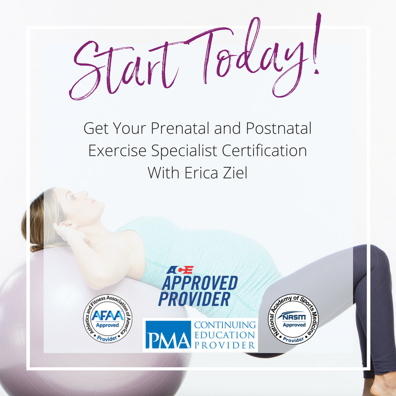 picture of prenatal fitness certification from erica ziel