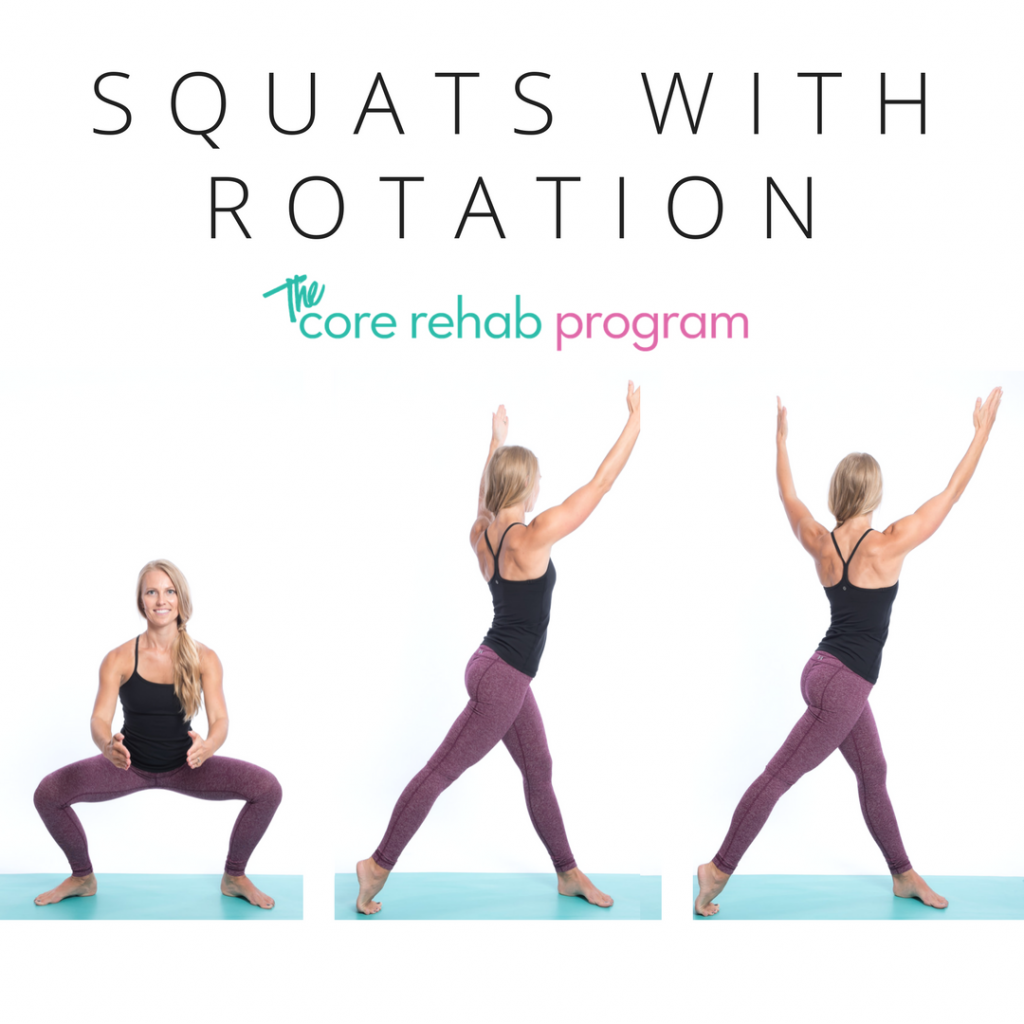 picture of squats with rotations pelvic floor exercise
